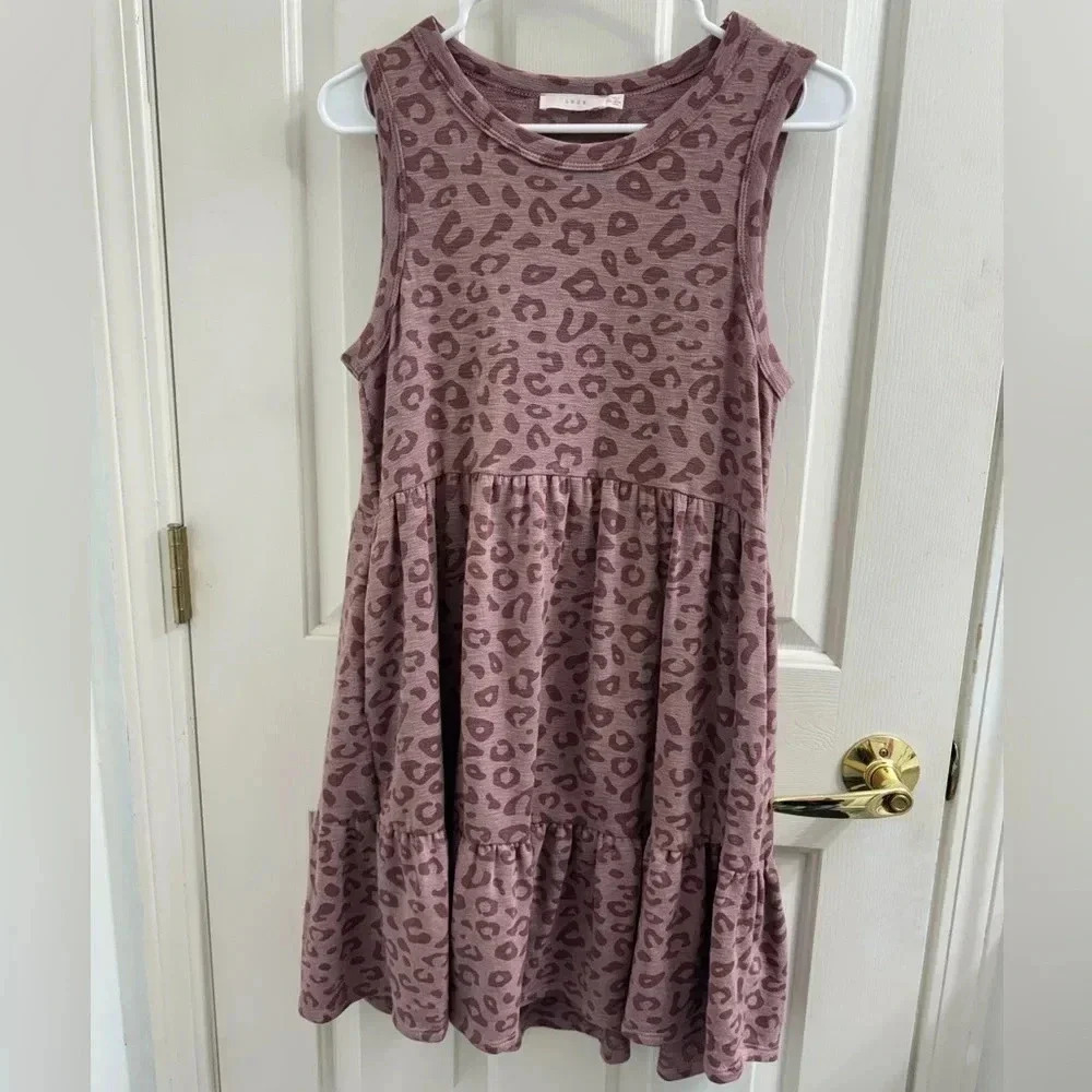 Lush boutique pink leopard midi dress with pockets